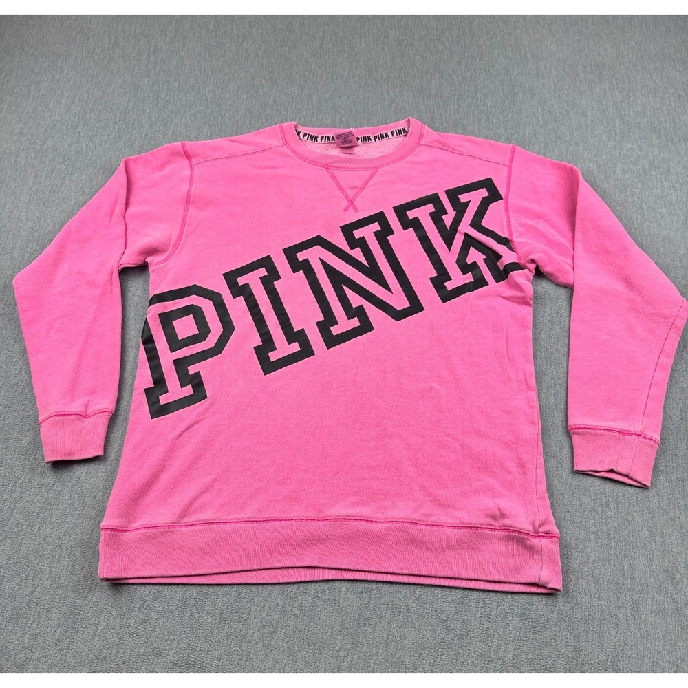 PINK Victoria's Secret Sweatshirt Womens Medium Pink Fleece Pullover Casual